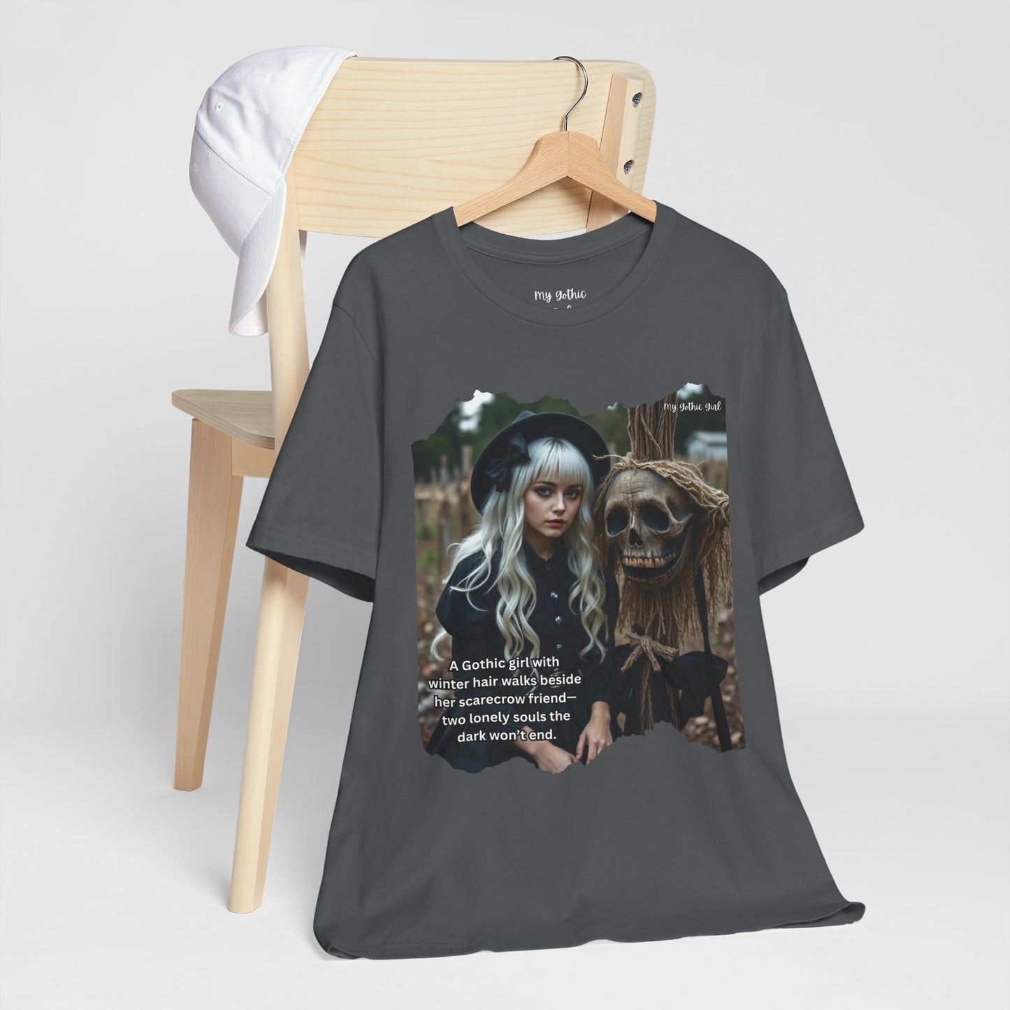 My Gothic Girl T-Shirt "Scarecrow Friend" – Whimsy Goth Streetwear, Dark Poetry Fashion, Alt Aesthetic Apparel