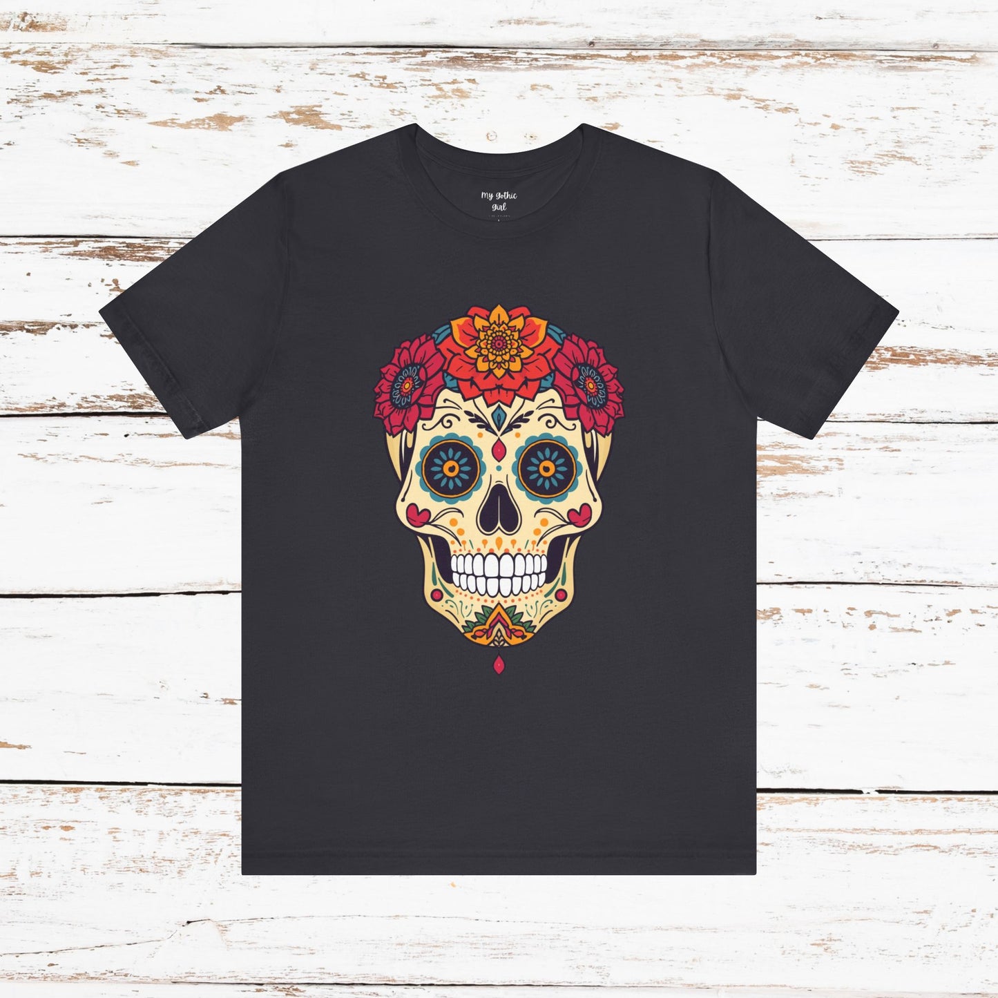 Day of the Dead Sugar Skull T‑Shirt — Floral Calavera Graphic Tee