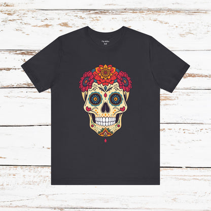 Day of the Dead Sugar Skull T‑Shirt — Floral Calavera Graphic Tee