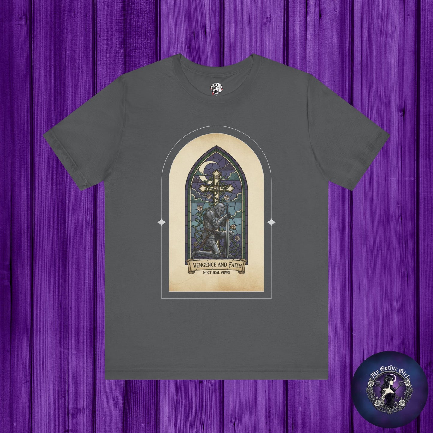 "Vengeance and Faith"  Gothic Graphic T-Shirt – Alt Aesthetic Poetic Goth Streetwear