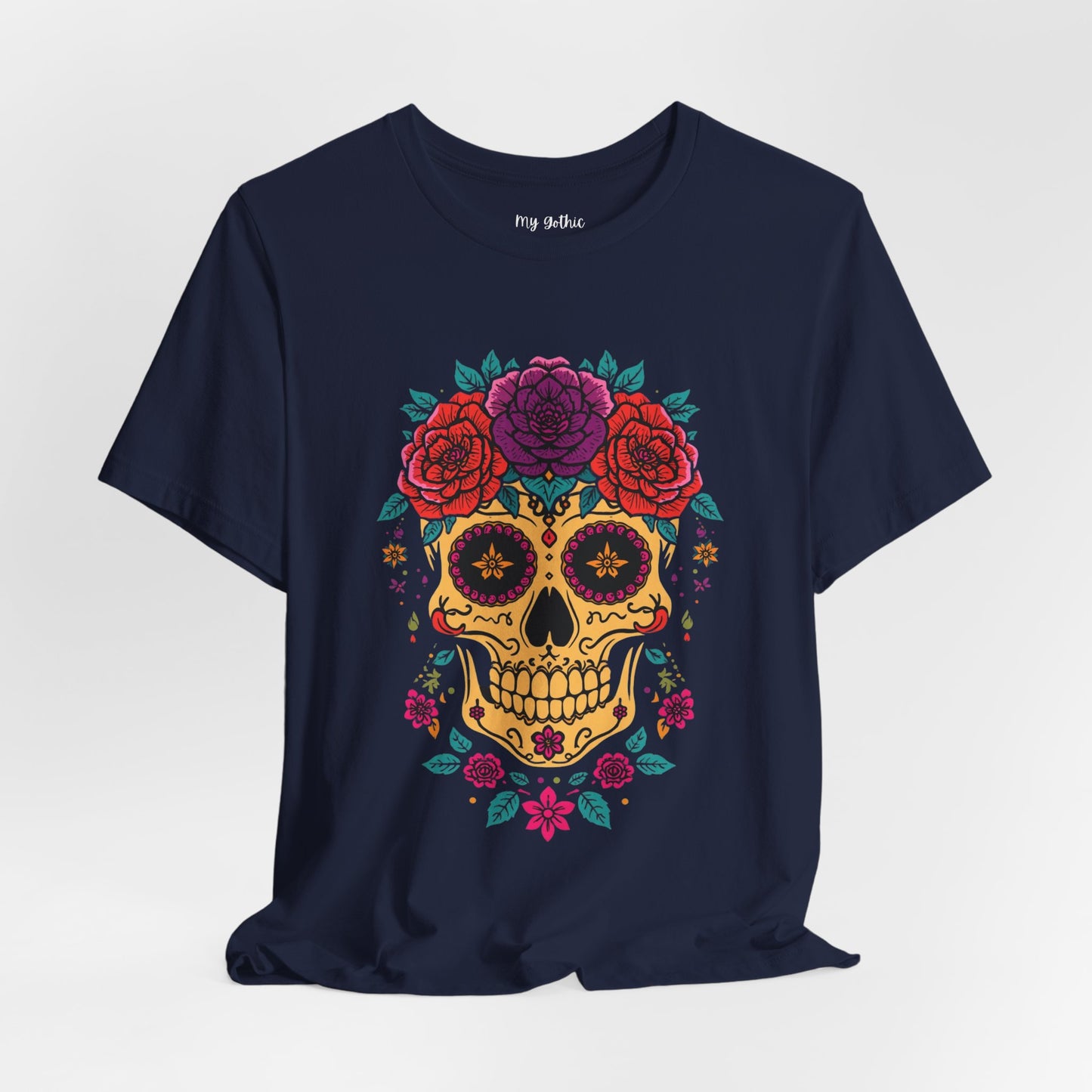 Day of the Dead Sugar Skull Tee — Floral Calavera Graphic T-Shirt