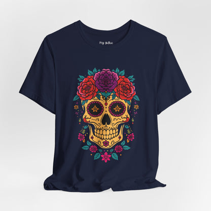 Day of the Dead Sugar Skull Tee — Floral Calavera Graphic T-Shirt