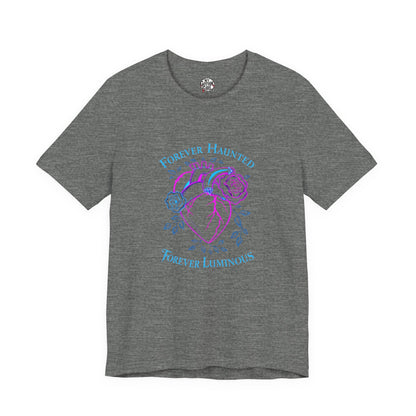 "FOREVER HAUNTED, FOREVER LUMINOUS"  Gothic Graphic T-Shirt – Alt Aesthetic Poetic Goth Streetwear