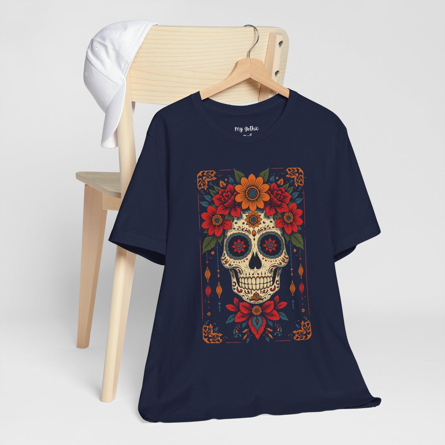 Day of the Dead Sugar Skull T-Shirt — Floral Calavera Graphic Tee