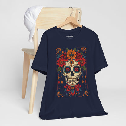 Day of the Dead Sugar Skull T-Shirt — Floral Calavera Graphic Tee