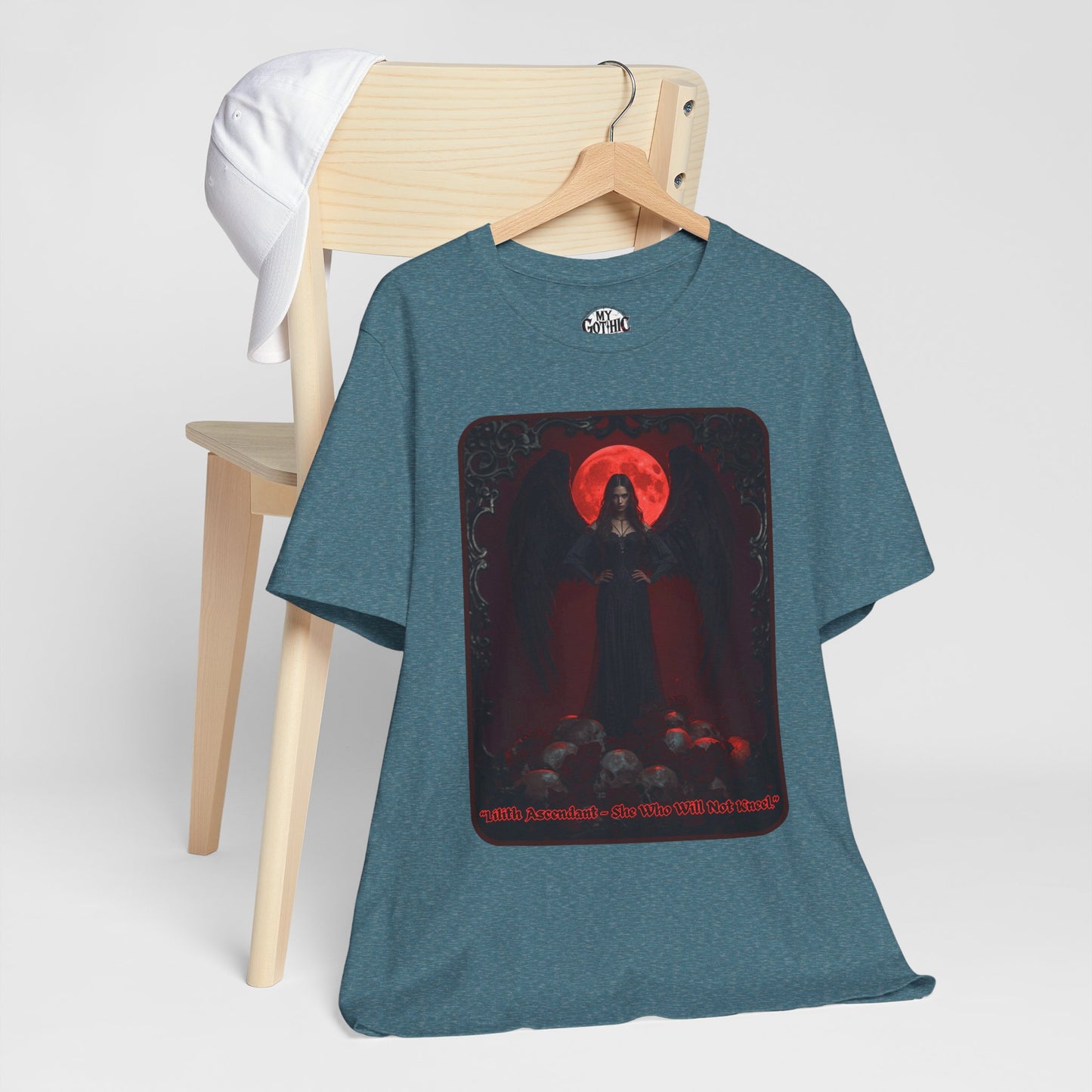 “Lilith Ascendant — She Who Will Not Kneel.” Graphic T-Shirt – Alt Aesthetic Poetic Goth Street-wear