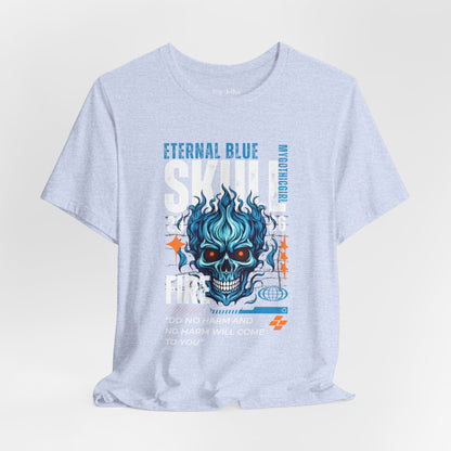 Eternal Blue Skull Flame Gothic Tee