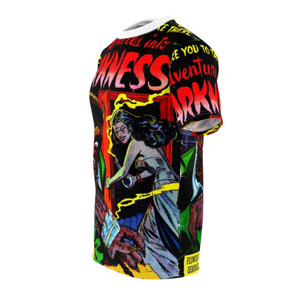 Vintage Horror Comic Tee — "Adventures into Darkness"