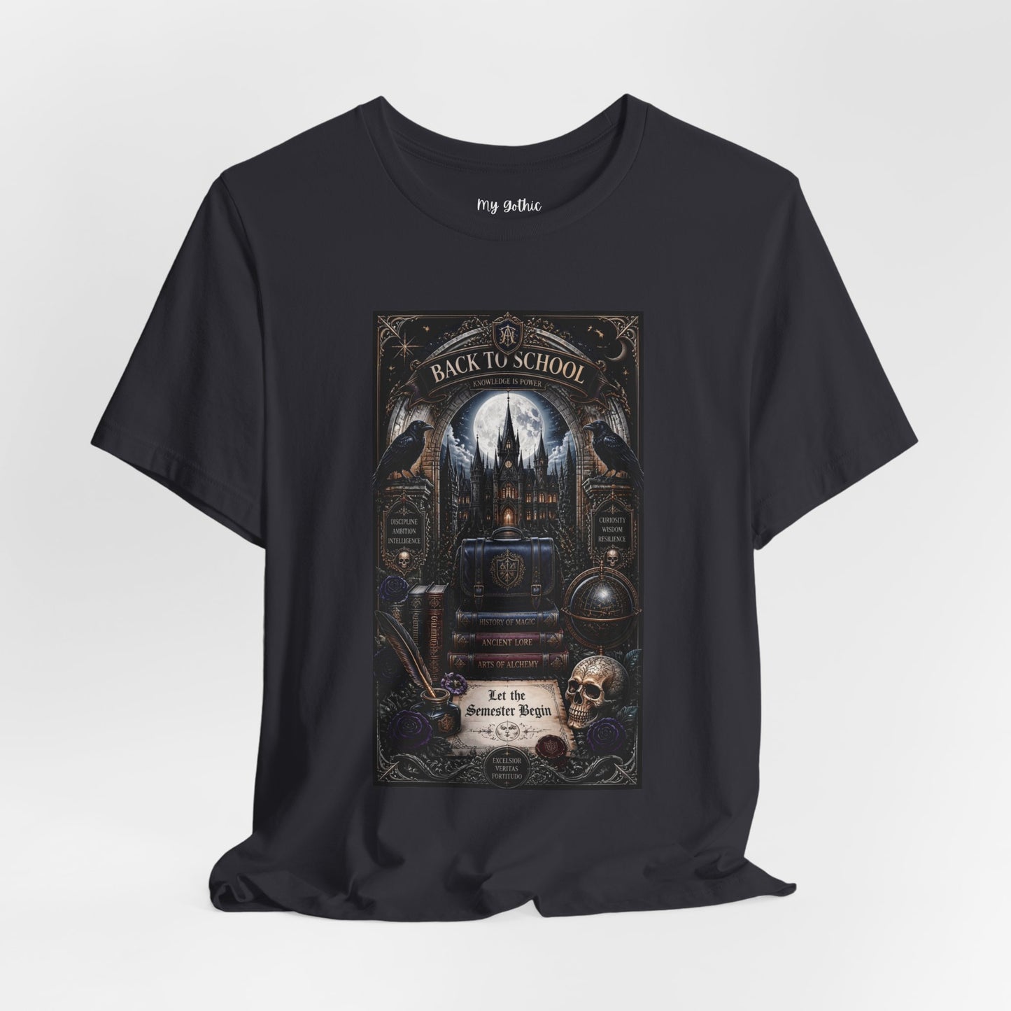 Back to School Gothic T-Shirt — Haunted Academy Illustration