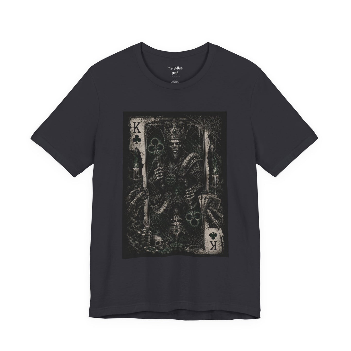 King of Clubs Gothic Playing Card Tee — Dark Skull Poker Graphic T-Shirt