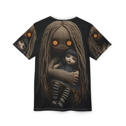 Gunny Sack Doll with Toy Gothic Doll | Horror All-Over Print T‑Shirt