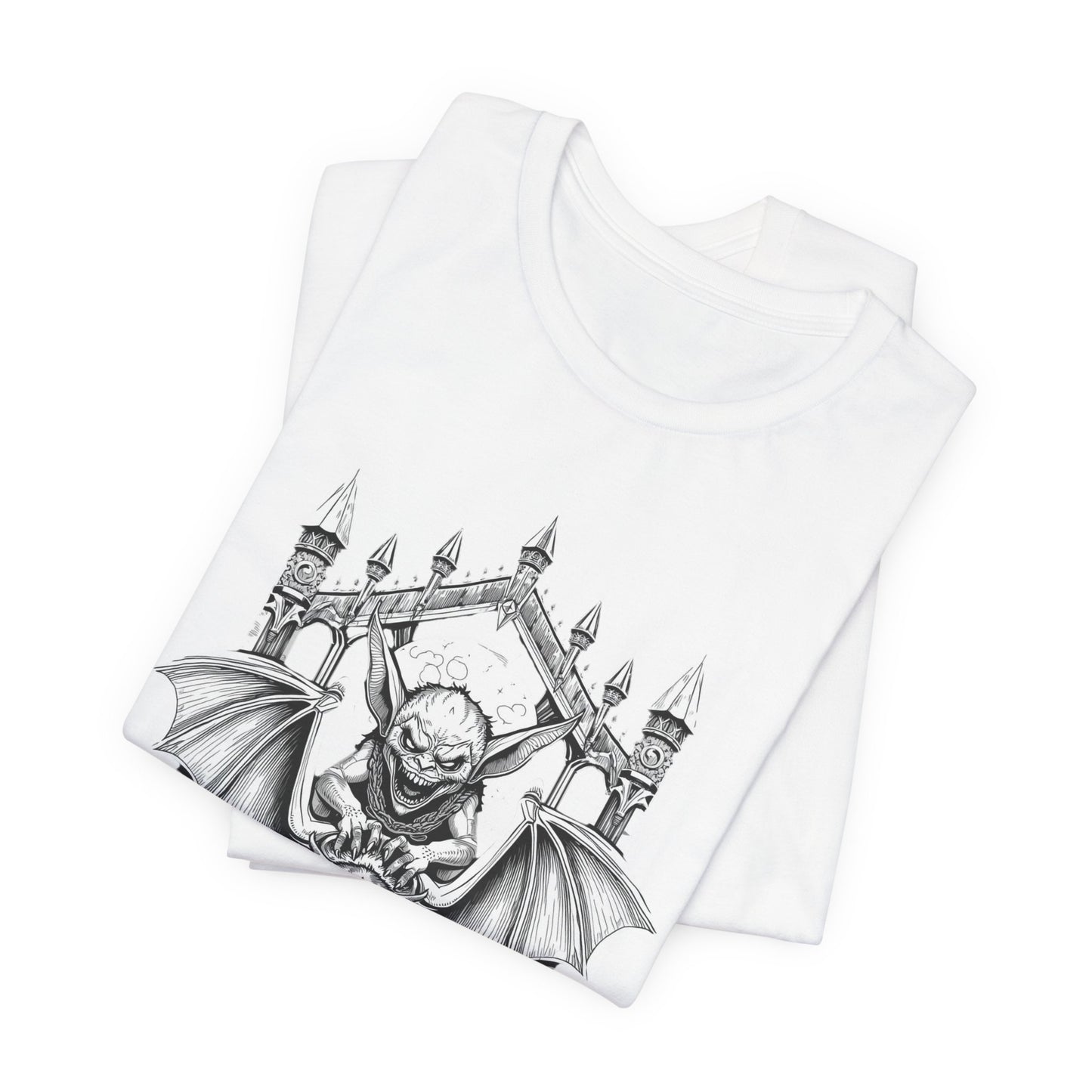 A Sinister Gremlin Riding on a Flying Bat - Graphic Tee