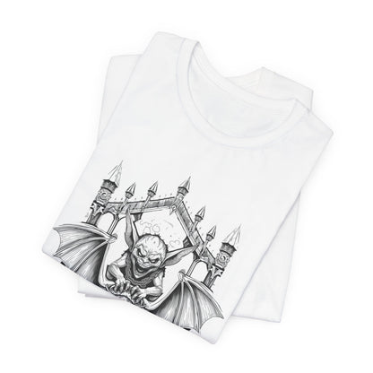 A Sinister Gremlin Riding on a Flying Bat - Graphic Tee