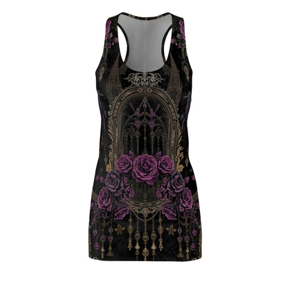 Gothic Rose Racerback Dress – Purple Floral Victorian Arch Print