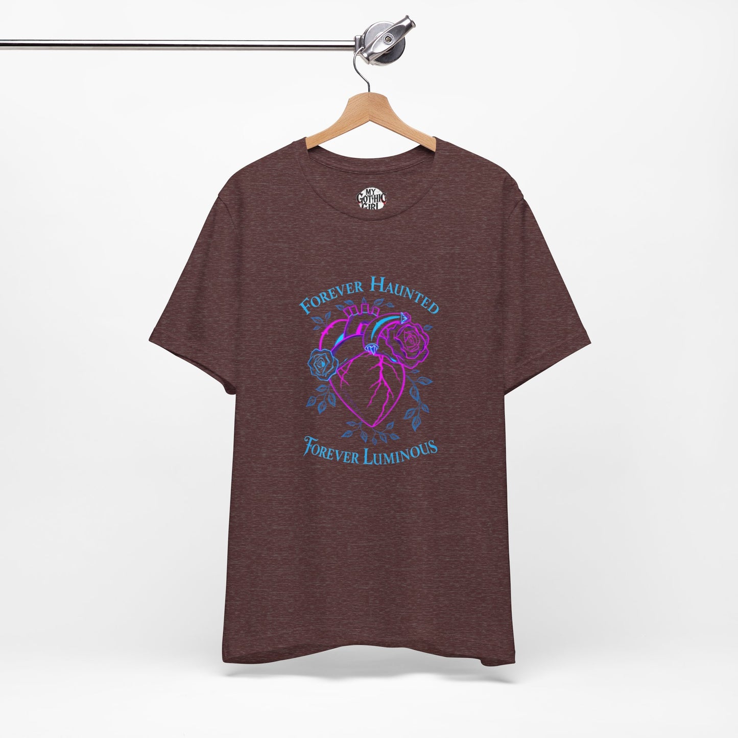 "FOREVER HAUNTED, FOREVER LUMINOUS"  Gothic Graphic T-Shirt – Alt Aesthetic Poetic Goth Streetwear