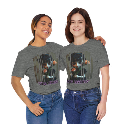 “Sweet Darkness” — Kawaii-style Gothic doll Graphic T-Shirt – Alt Aesthetic Poetic Goth Street-wear