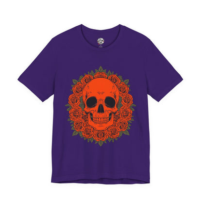 "ORANGE SKULL & ROSES"  Gothic Graphic T-Shirt – Alt Aesthetic Poetic Goth Streetwear