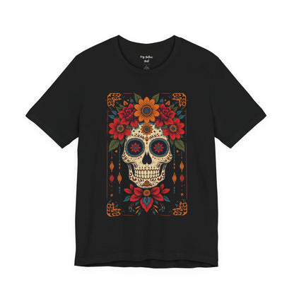 Day of the Dead Sugar Skull T-Shirt — Floral Calavera Graphic Tee
