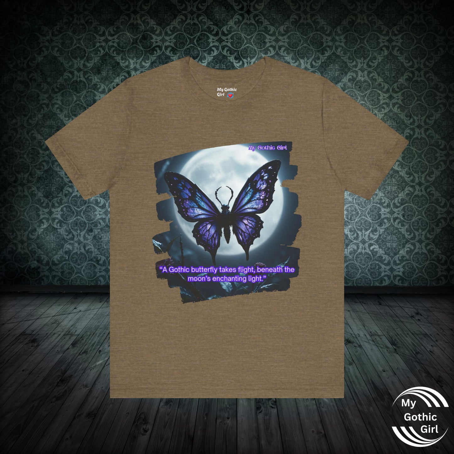 My Gothic Girl T-Shirt "Purple Gothic Butterfly" – Whimsy Goth Streetwear, Dark Poetry Fashion, Alt Aesthetic Apparel