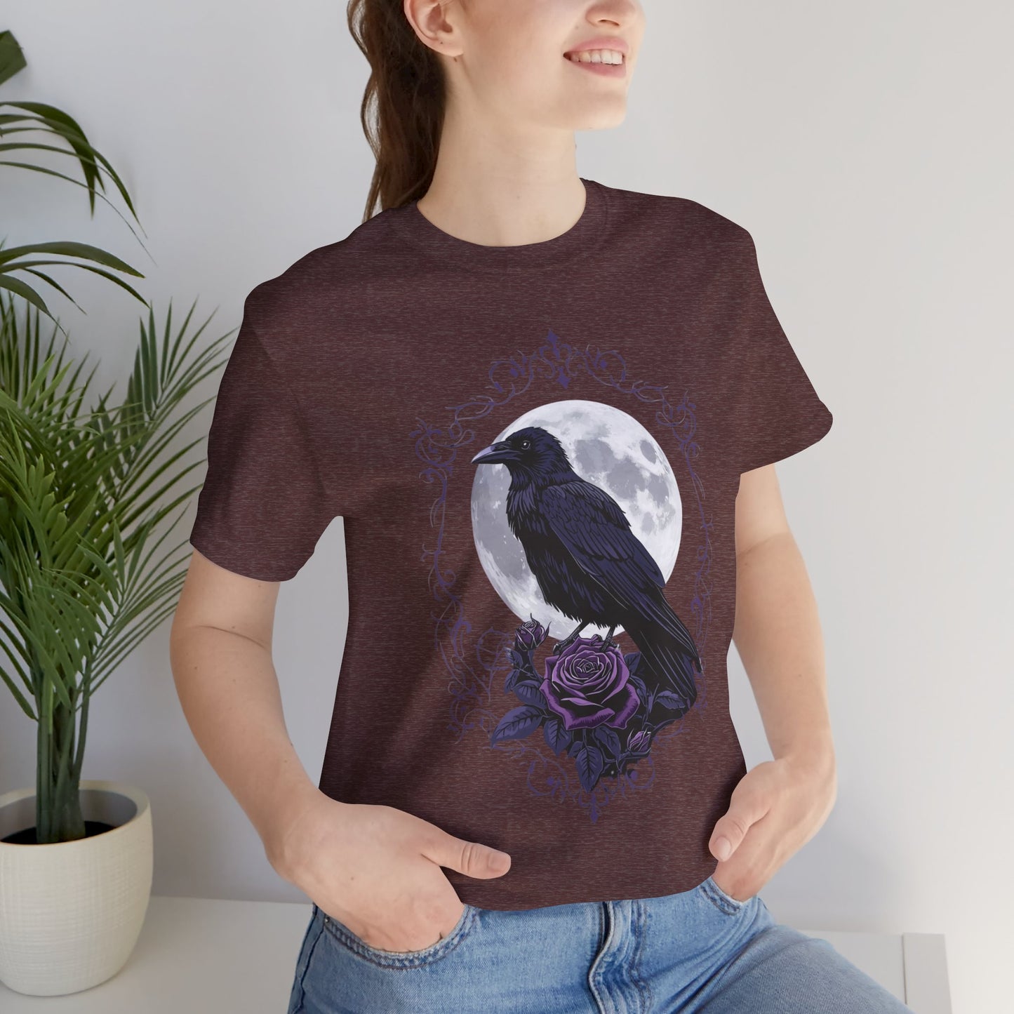 "The Raven and Moon"  Gothic Graphic T-Shirt – Alt Aesthetic Poetic Goth Street-wear