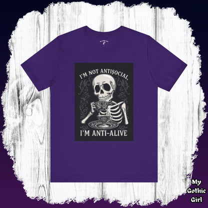 My Gothic Girl "I'M ANTI ALIVE" Graphic T-Shirt Unisex Gothic Dark Fashion Casual Wear
