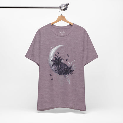 “Moonlit Bouquet & Sacred Soft Goth Symbol” Moonlit Bouquet Unisex Tee - Soft Goth Symbol Floral Design