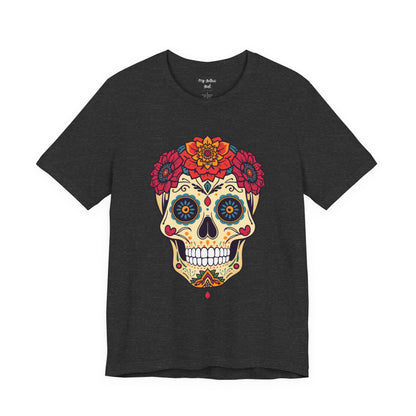 Day of the Dead Sugar Skull T‑Shirt — Floral Calavera Graphic Tee