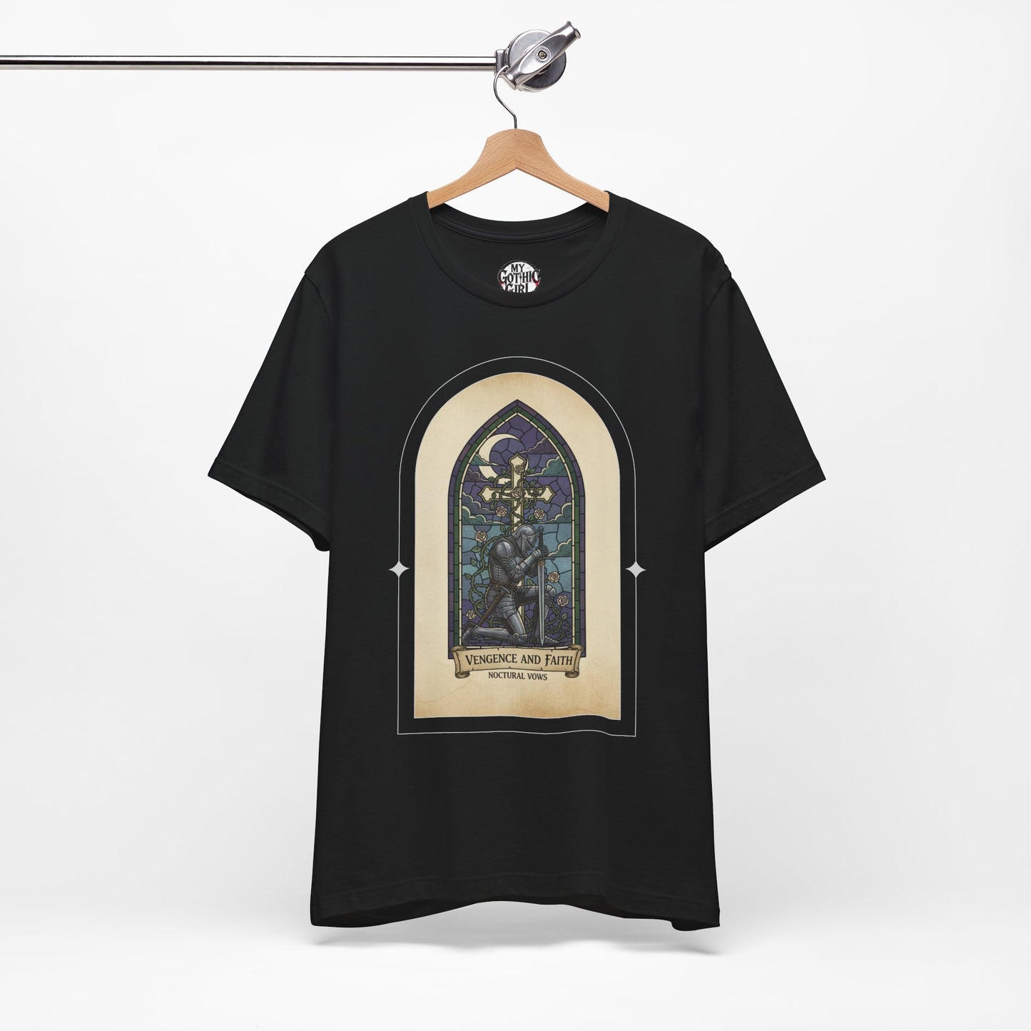 "Vengeance and Faith"  Gothic Graphic T-Shirt – Alt Aesthetic Poetic Goth Streetwear