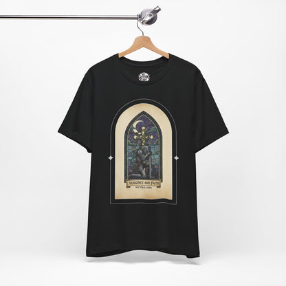 "Vengeance and Faith"  Gothic Graphic T-Shirt – Alt Aesthetic Poetic Goth Streetwear