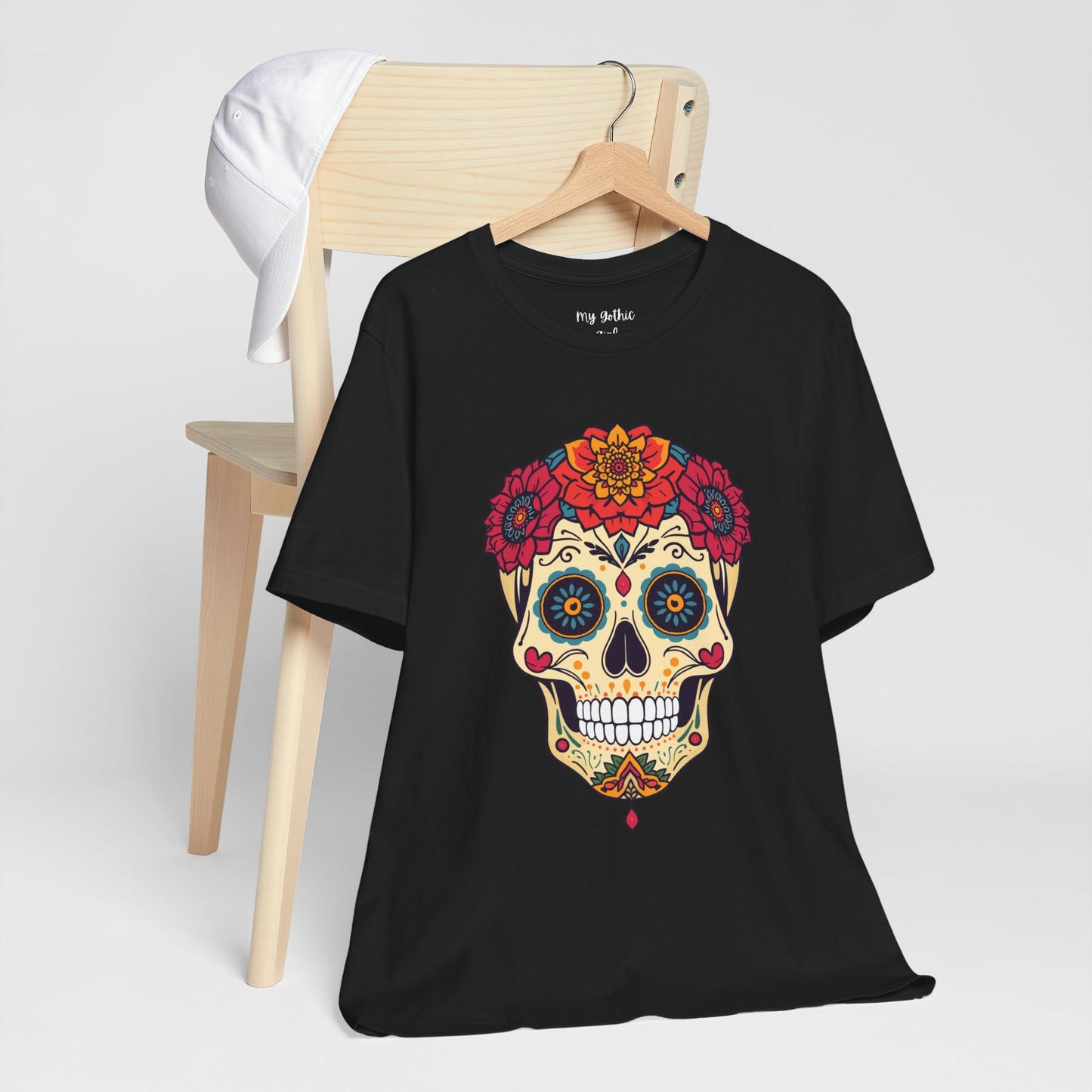 Day of the Dead Sugar Skull T‑Shirt — Floral Calavera Graphic Tee