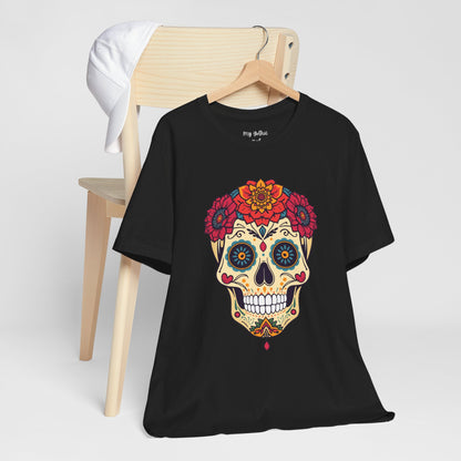 Day of the Dead Sugar Skull T‑Shirt — Floral Calavera Graphic Tee