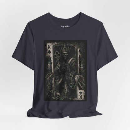 King of Clubs Gothic Playing Card Tee — Dark Skull Poker Graphic T-Shirt