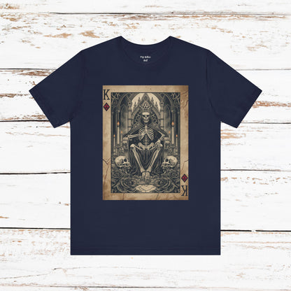 Skeleton King Playing Card Graphic Tee — Gothic Skull Throne T-Shirt