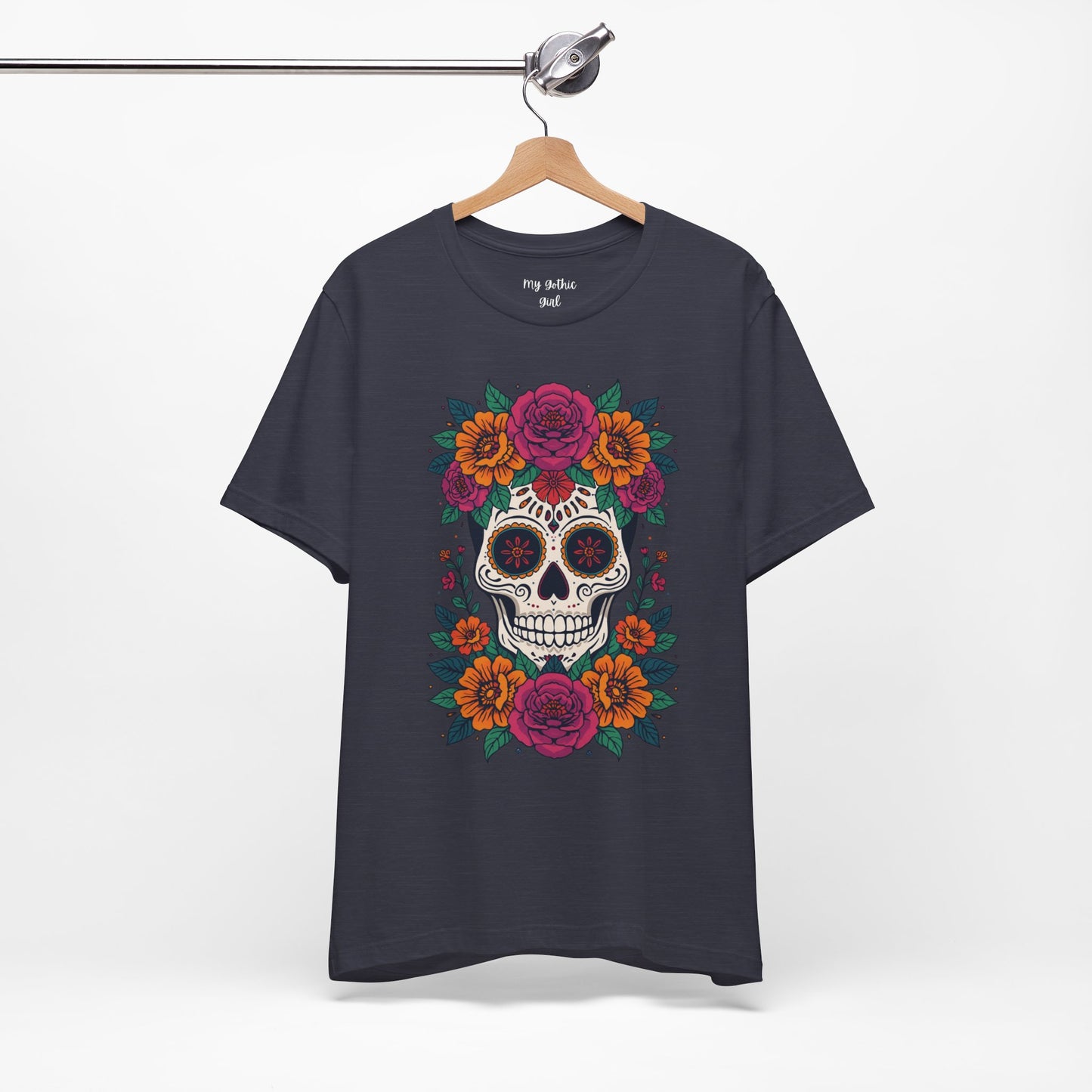 Sugar Skull Floral Tee — Day of the Dead Skull T-Shirt