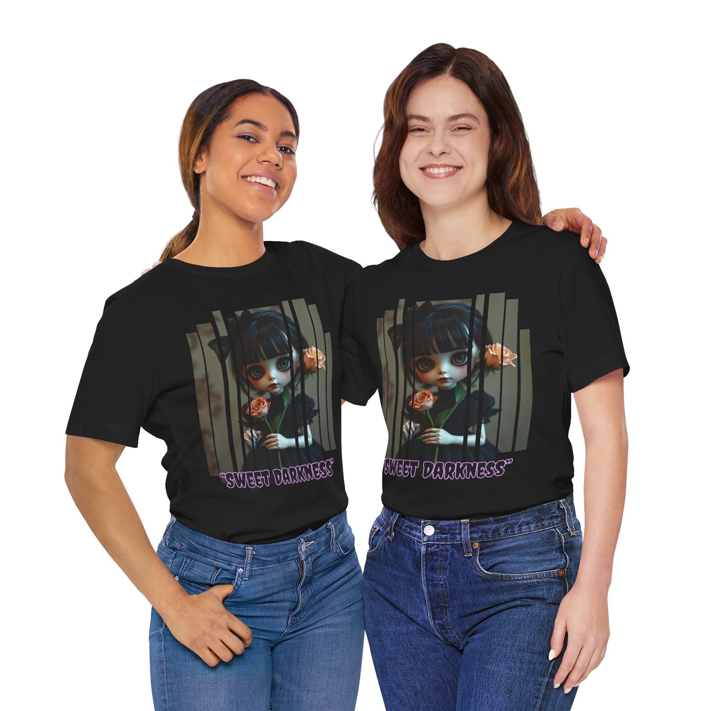 “Sweet Darkness” — Kawaii-style Gothic doll Graphic T-Shirt – Alt Aesthetic Poetic Goth Street-wear