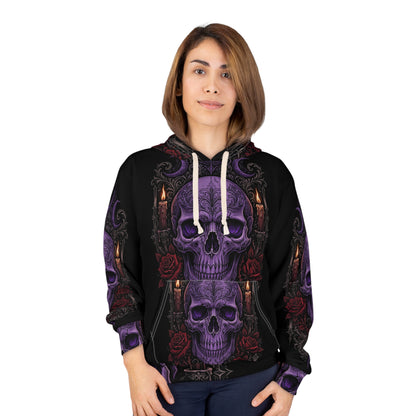Candle & Roses Skull All-Over-Print Hoodie — 'My Gothic Girl' Gothic Hooded Sweatshirt
