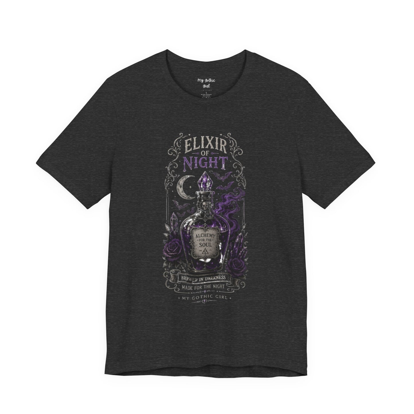 "Elixir of Night - Alchemy for the Soul" Gothic Design Short Sleeve T Shirt