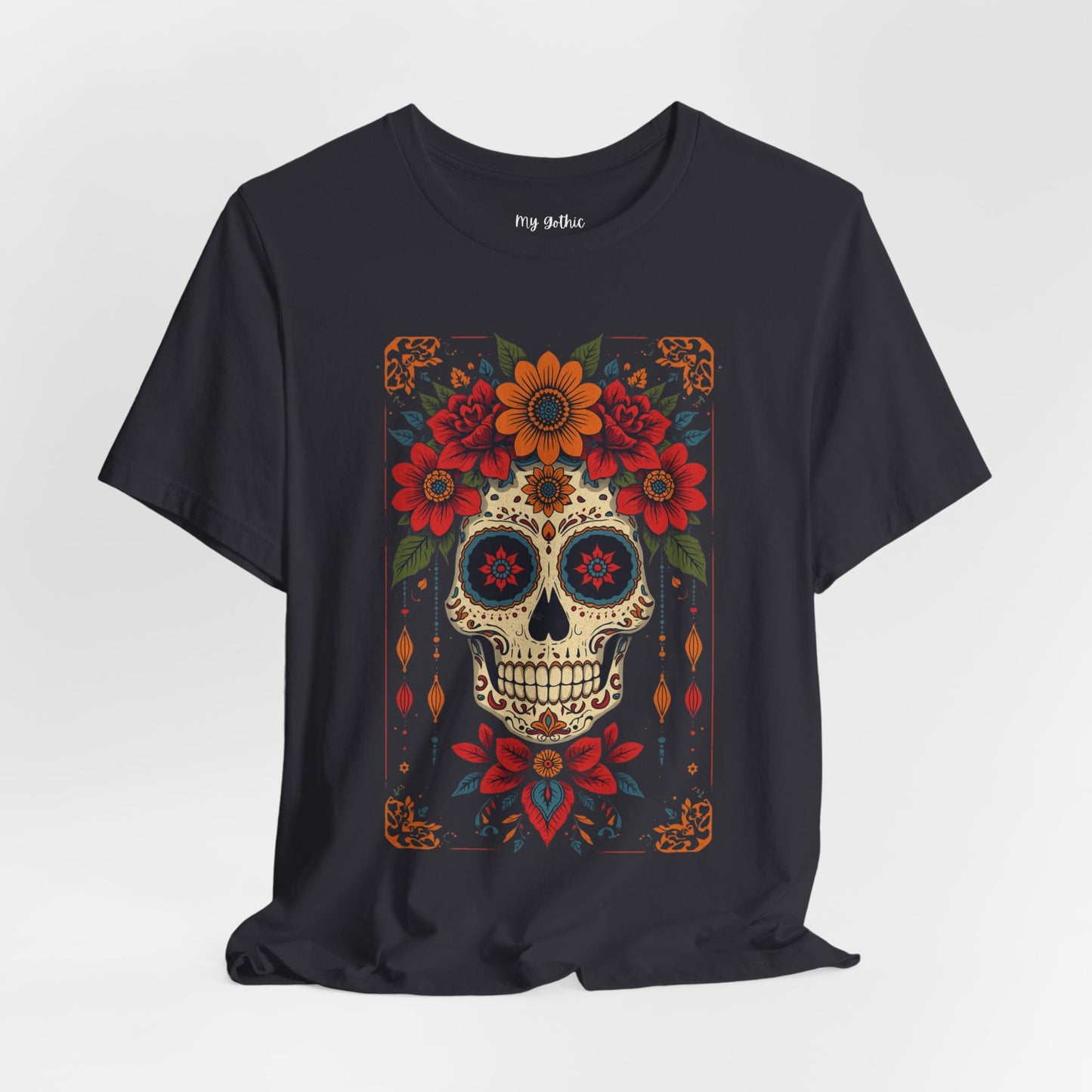 Day of the Dead Sugar Skull T-Shirt — Floral Calavera Graphic Tee