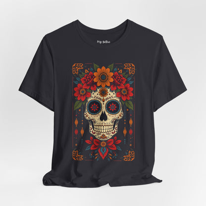 Day of the Dead Sugar Skull T-Shirt — Floral Calavera Graphic Tee