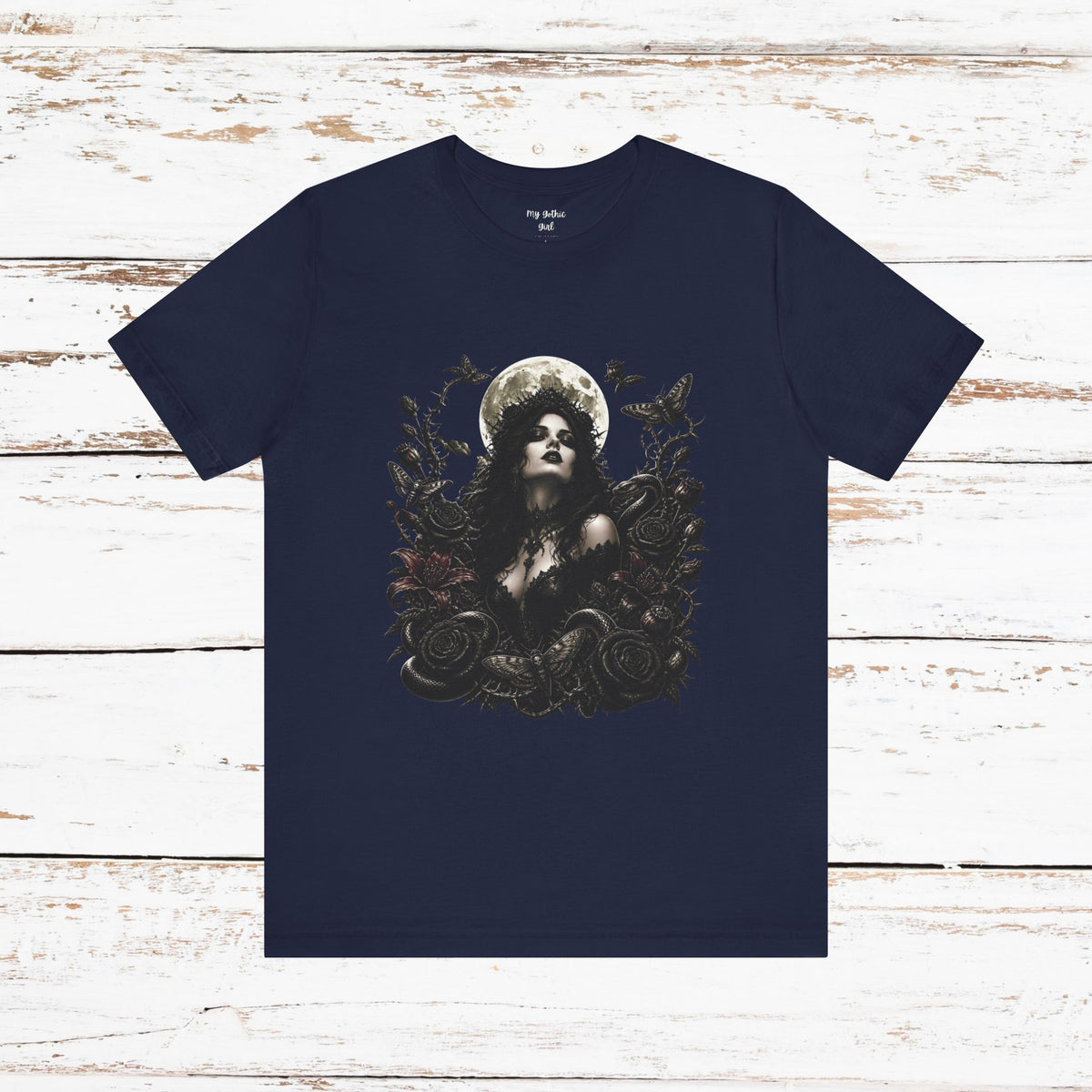 Copy of Gothic Moon Goddess Tee – Dark Floral Occult Graphic T-Shirt