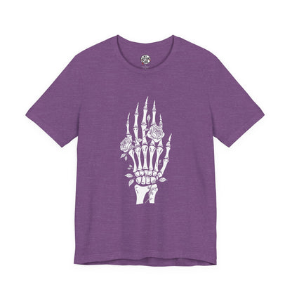 White Roses and Skeleton Hand  Gothic Graphic T-Shirt – Alt Aesthetic Poetic Goth Streetwear