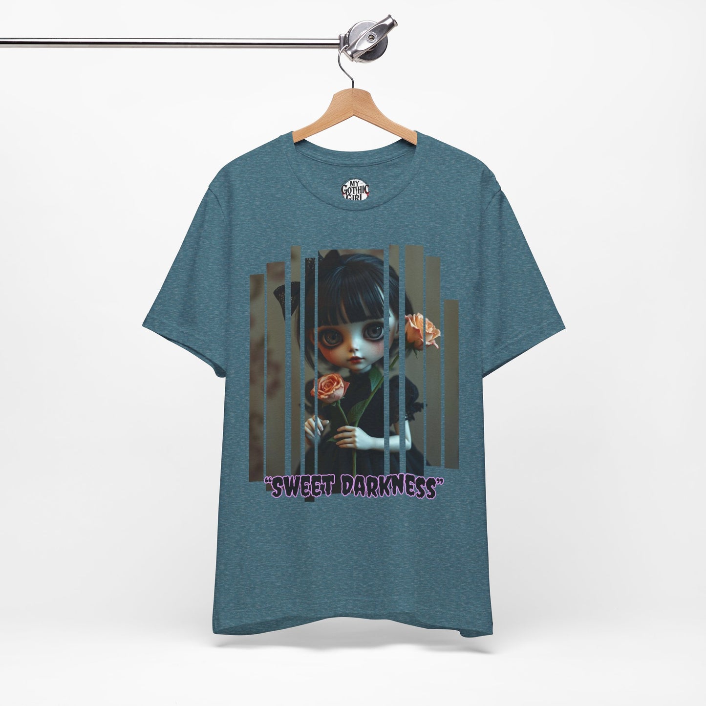 “Sweet Darkness” — Kawaii-style Gothic doll Graphic T-Shirt – Alt Aesthetic Poetic Goth Street-wear