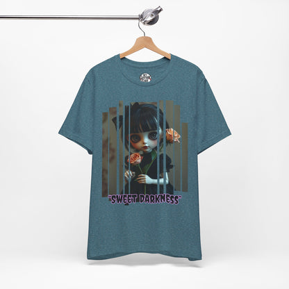 “Sweet Darkness” — Kawaii-style Gothic doll Graphic T-Shirt – Alt Aesthetic Poetic Goth Street-wear