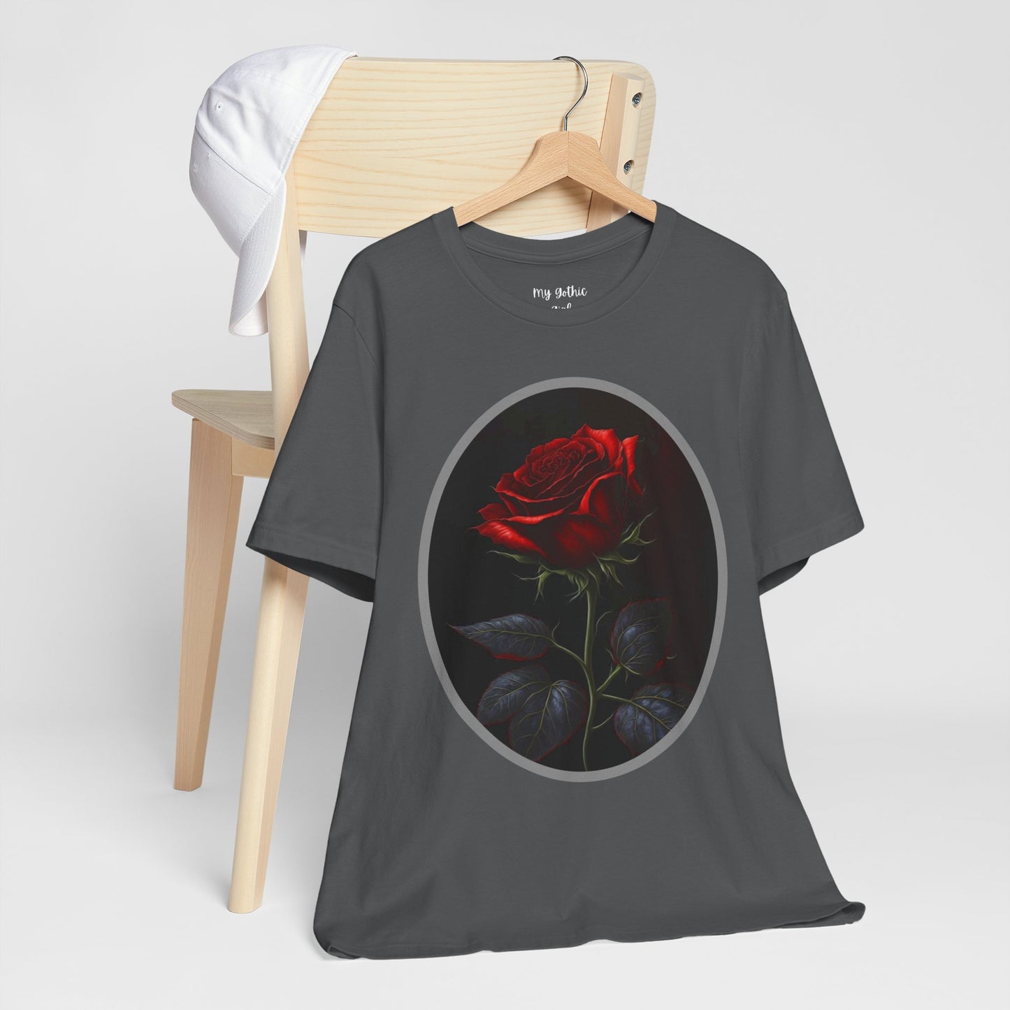 My Gothic Girl T-Shirts for Women & Men "Linda's Red Rose" Dark Aesthetic & Alternative Tees – My Gothic Girl