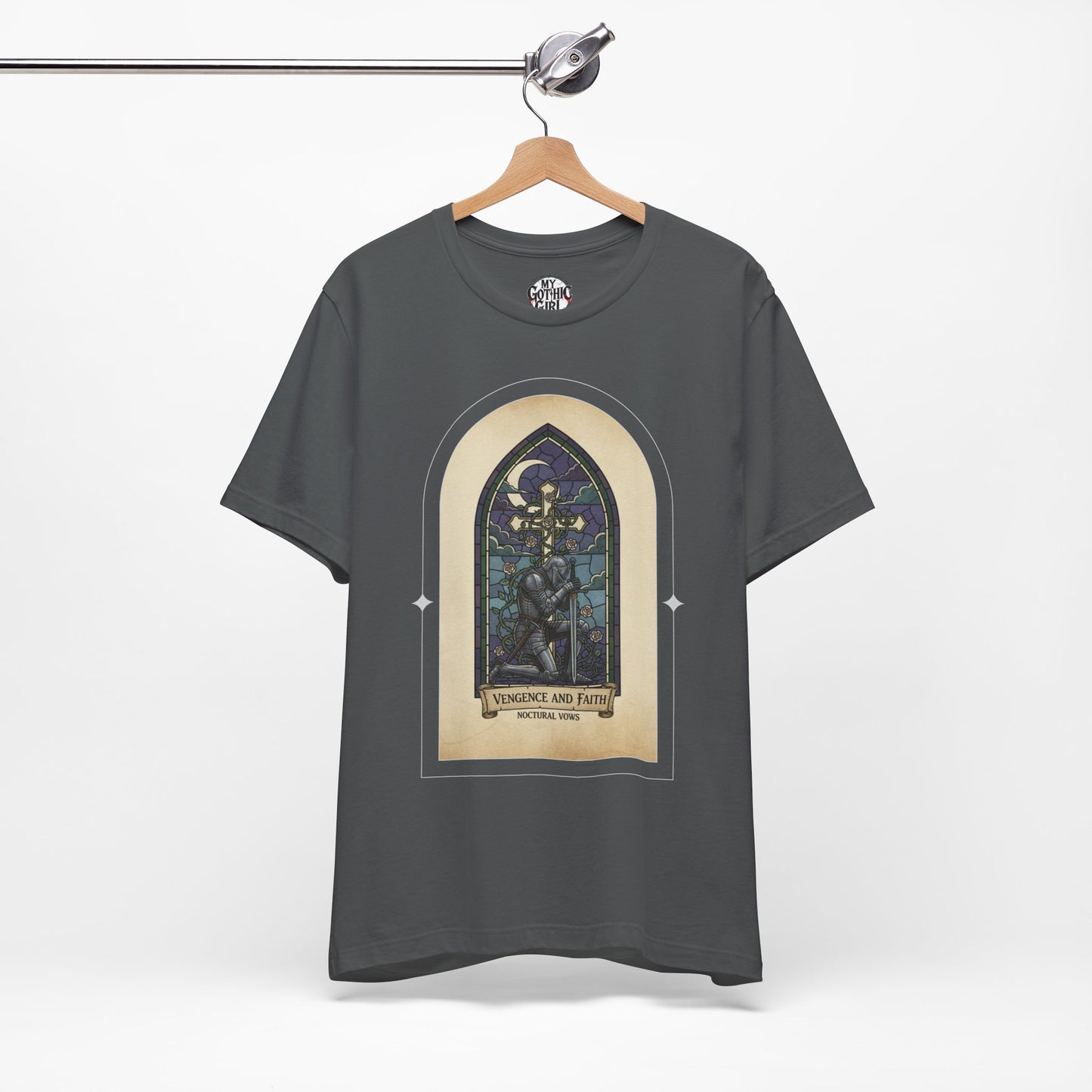 "Vengeance and Faith"  Gothic Graphic T-Shirt – Alt Aesthetic Poetic Goth Streetwear