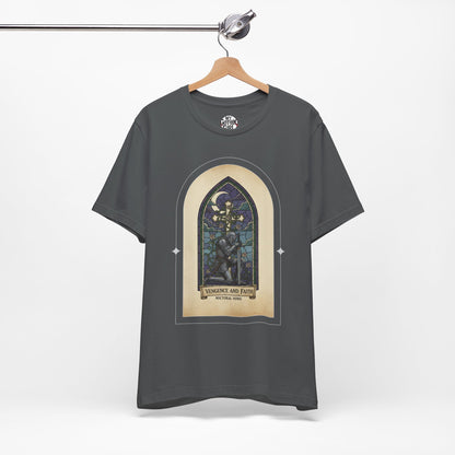 "Vengeance and Faith"  Gothic Graphic T-Shirt – Alt Aesthetic Poetic Goth Streetwear