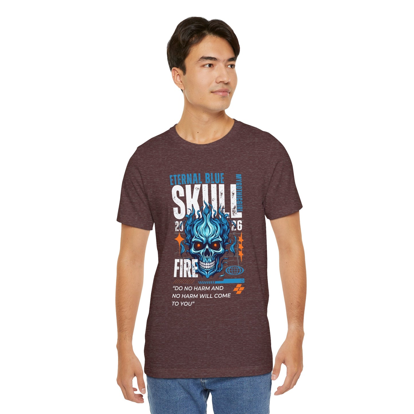 Eternal Blue Skull Flame Gothic Tee
