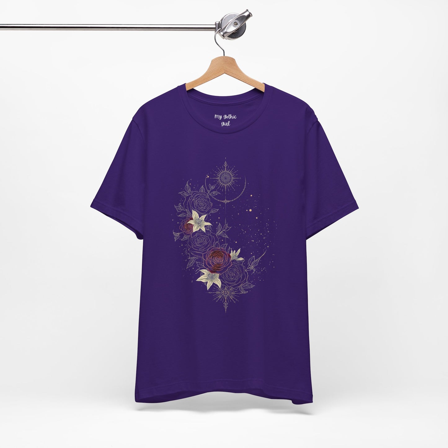 “Dark Floral Moon & Ornamental Geometry” T-Shirt Dark Floral Moon Ornamental Geometry Unisex Jersey Short Sleeve Tee
