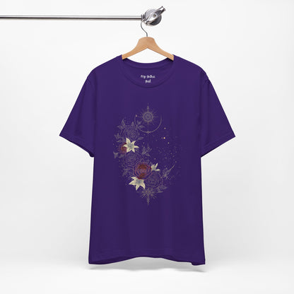“Dark Floral Moon & Ornamental Geometry” T-Shirt Dark Floral Moon Ornamental Geometry Unisex Jersey Short Sleeve Tee