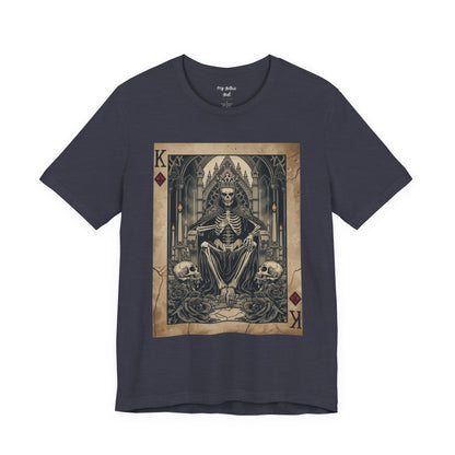 Skeleton King Playing Card Graphic Tee — Gothic Skull Throne T-Shirt